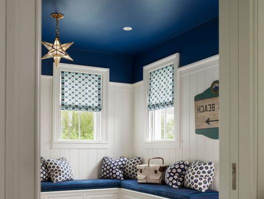 Nautical blue and white entryway designed by SLC Interiors